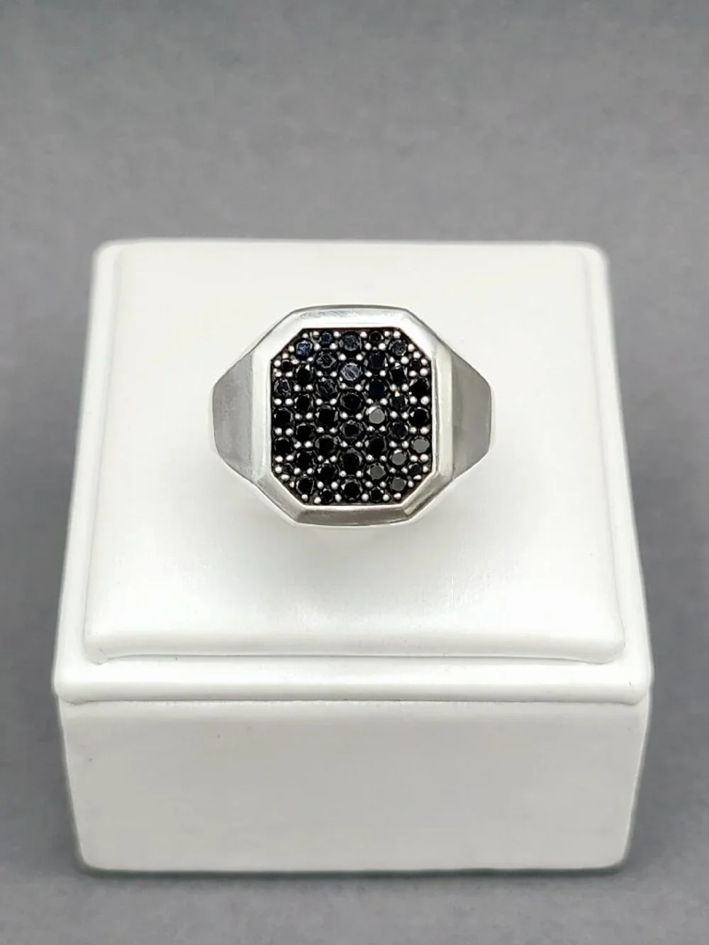 David Yurman Streamline Signet Ring w/ Pavé Black Diamonds - 18mm - Size 9